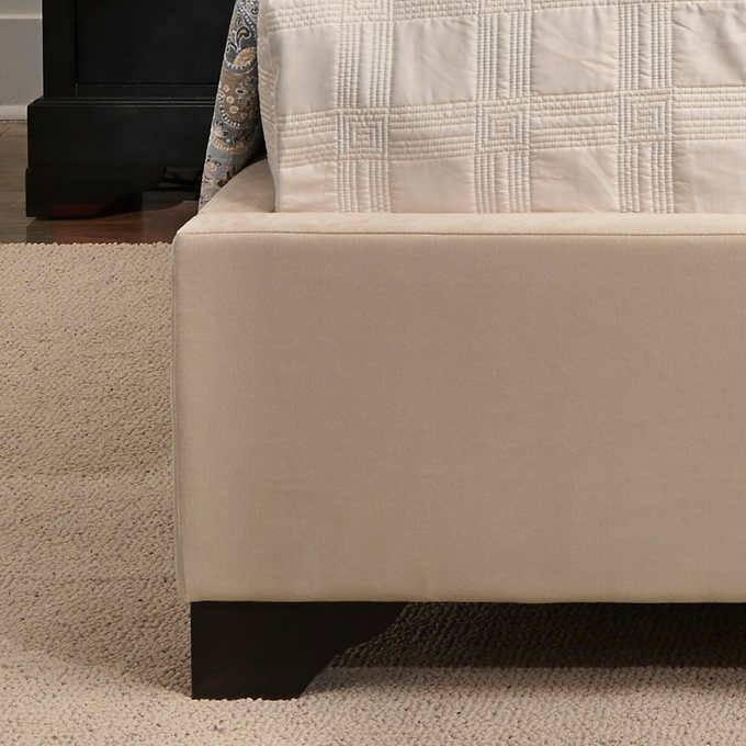 Jocelyn Cal King Upholstered Bed In Cream Fabric Allydayi Com